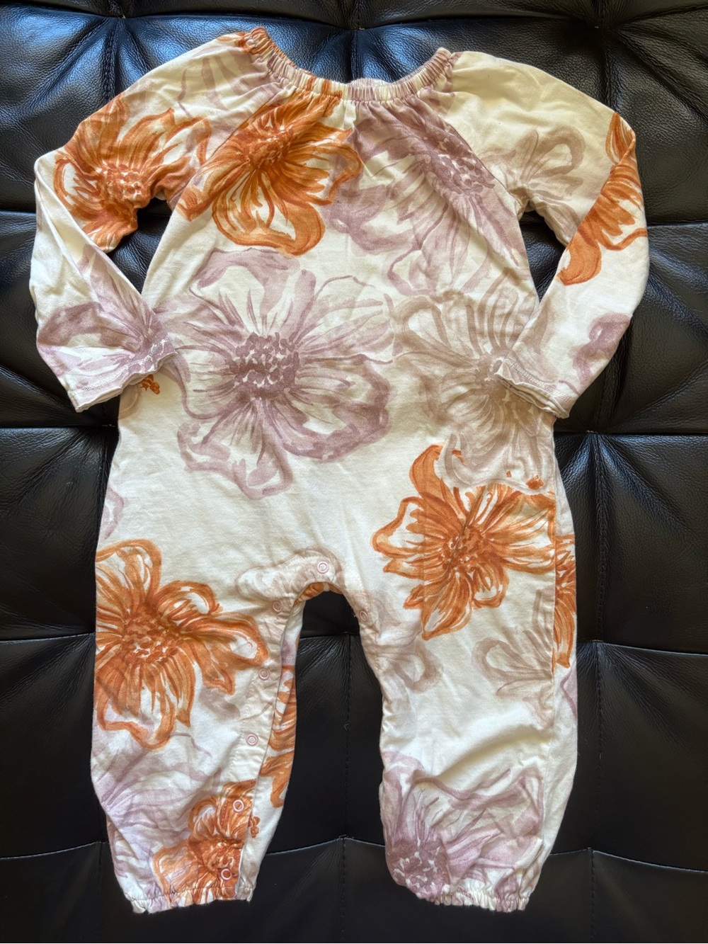 Burt’s Bees One-Piece Romper in Orange & Mauve